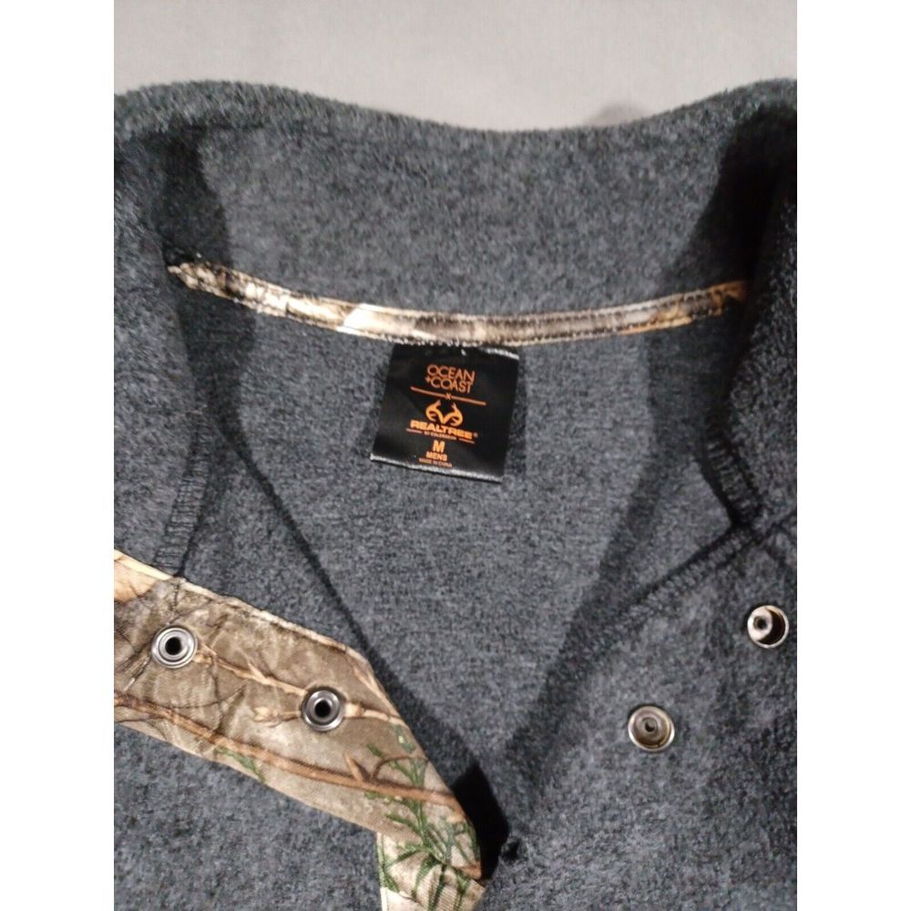 Ocean‎ Coast Shirt Mens M Gray Fleece Pullover Snap Realtree - Picture 2 of 3